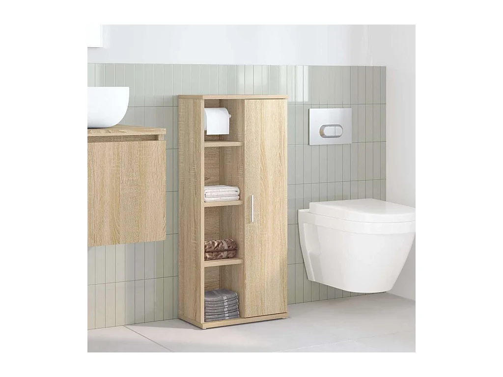 Meuble de salle de bain avec porte-rouleau chêne sonoma