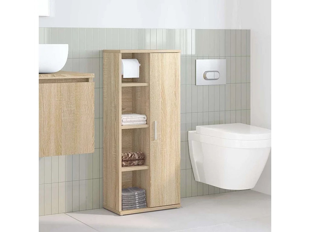 Meuble de salle de bain avec porte-rouleau chêne sonoma
