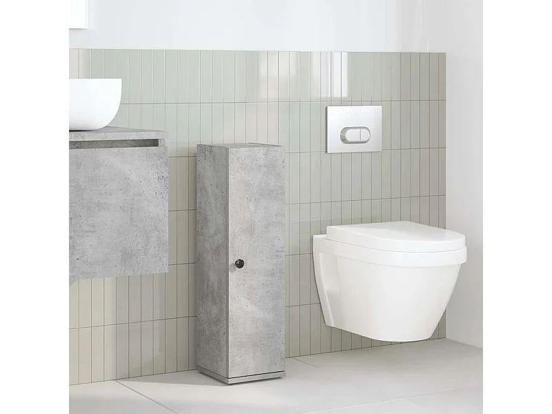 Mobiletto da bagno con portarotolo grigio cemento