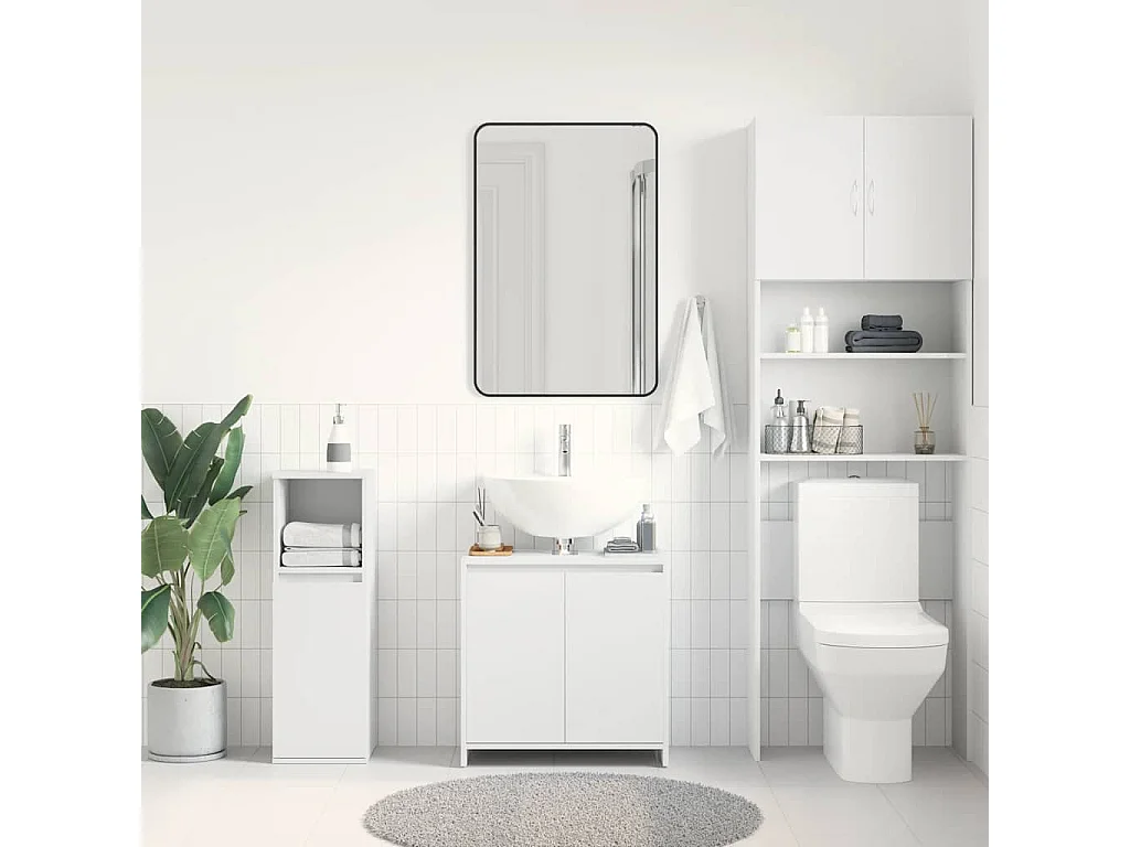 Mueble de baño Blanco 60x33x61 cm Madera de ingeniería
