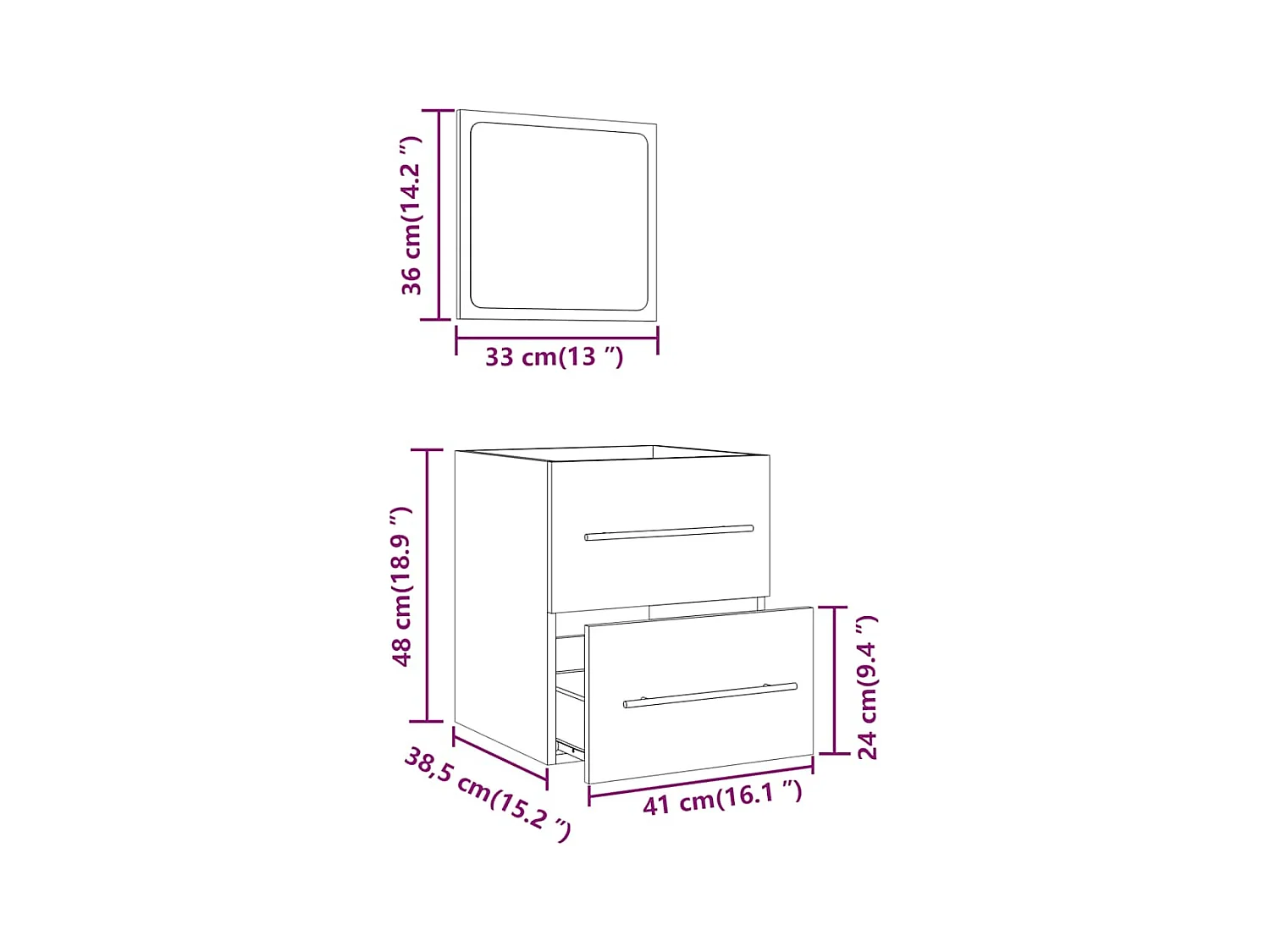 Armoire de salle de bain avec miroir Blanc 41x38,5x48 cm