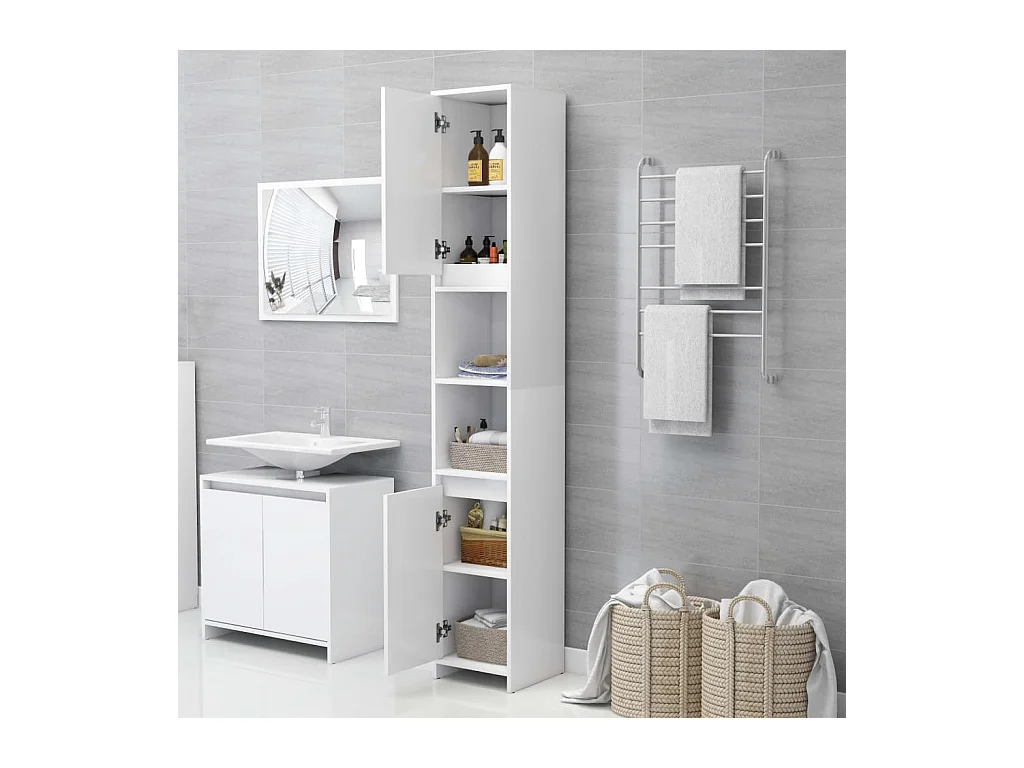 Badkamerkast Wit 30x30x183,5 cm Technisch hout