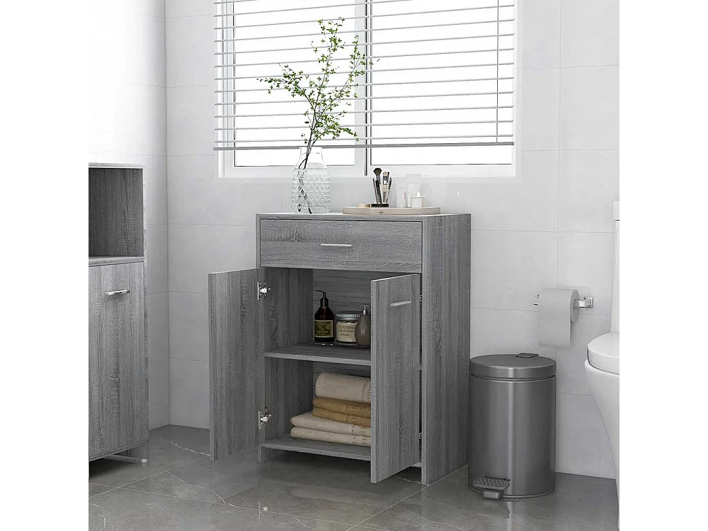 Armoire de bain Sonoma gris 60x33x80 cm Bois d'ingénierie