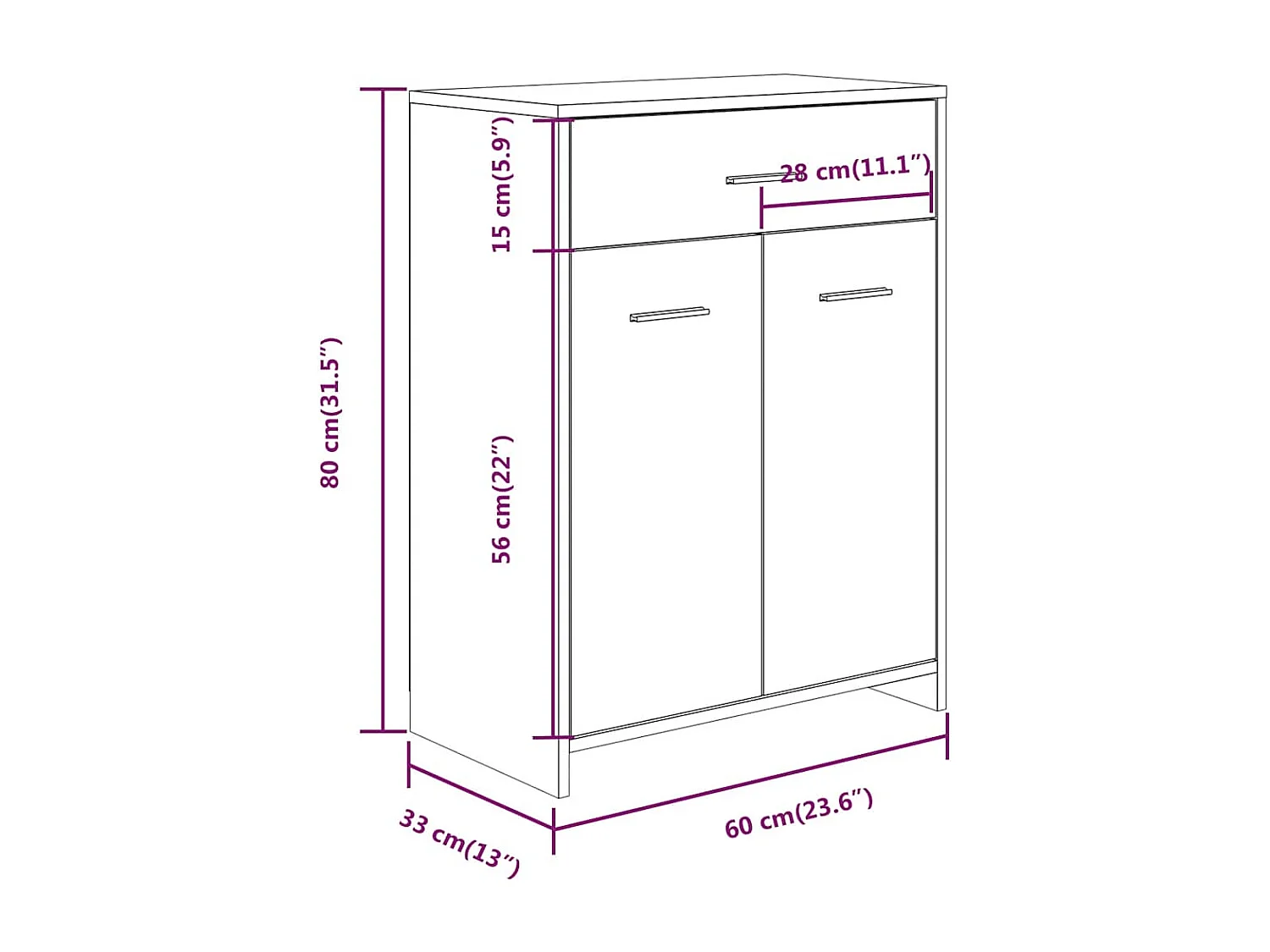 Mobile bagno Sonoma Grey 60x33x80 cm in legno ingegnerizzato