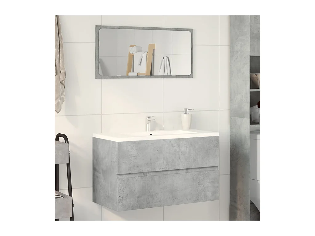 Mueble de baño de pared de madera de ingeniería de color gris hormigón