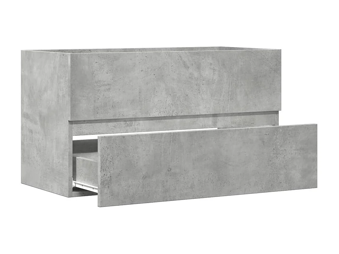 Mobiletto da bagno sospeso in legno ingegnerizzato grigio cemento