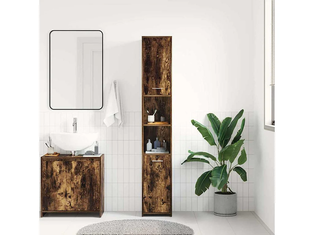 Mueble de baño Roble ahumado 30x30x183,5 cm Madera de ingeniería