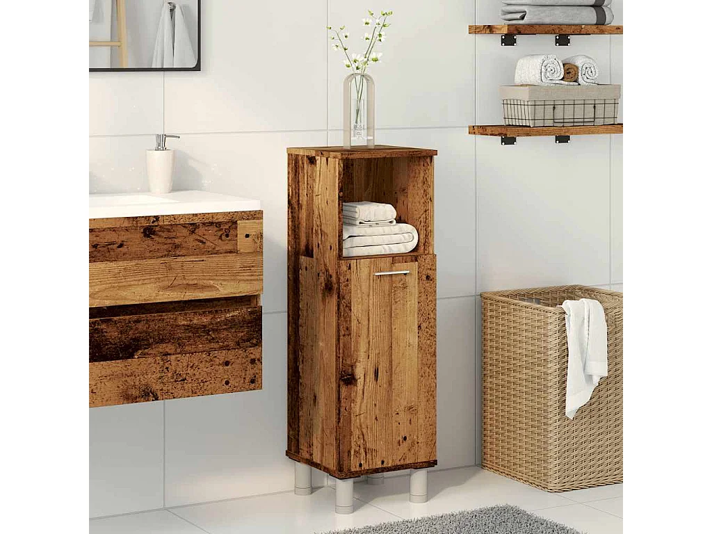 Armoire de salle de bain vieux bois 30x30x95 cm bois ingénierie