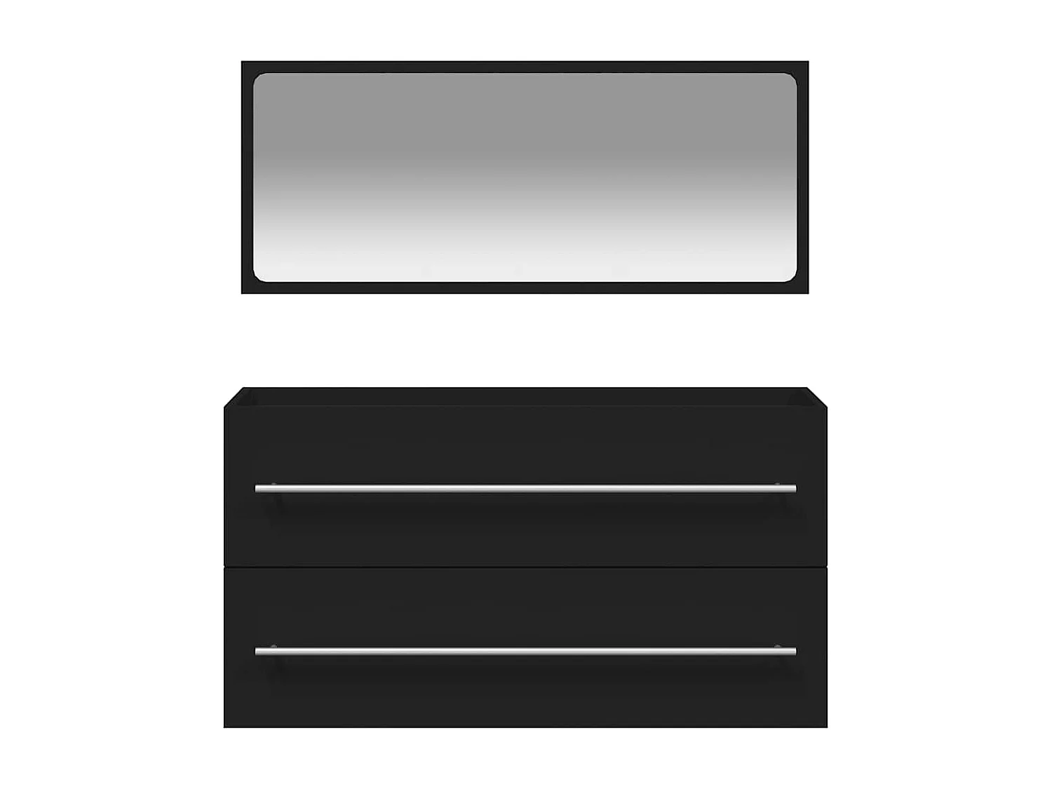 Mueble de baño con espejo de madera de ingeniería negra