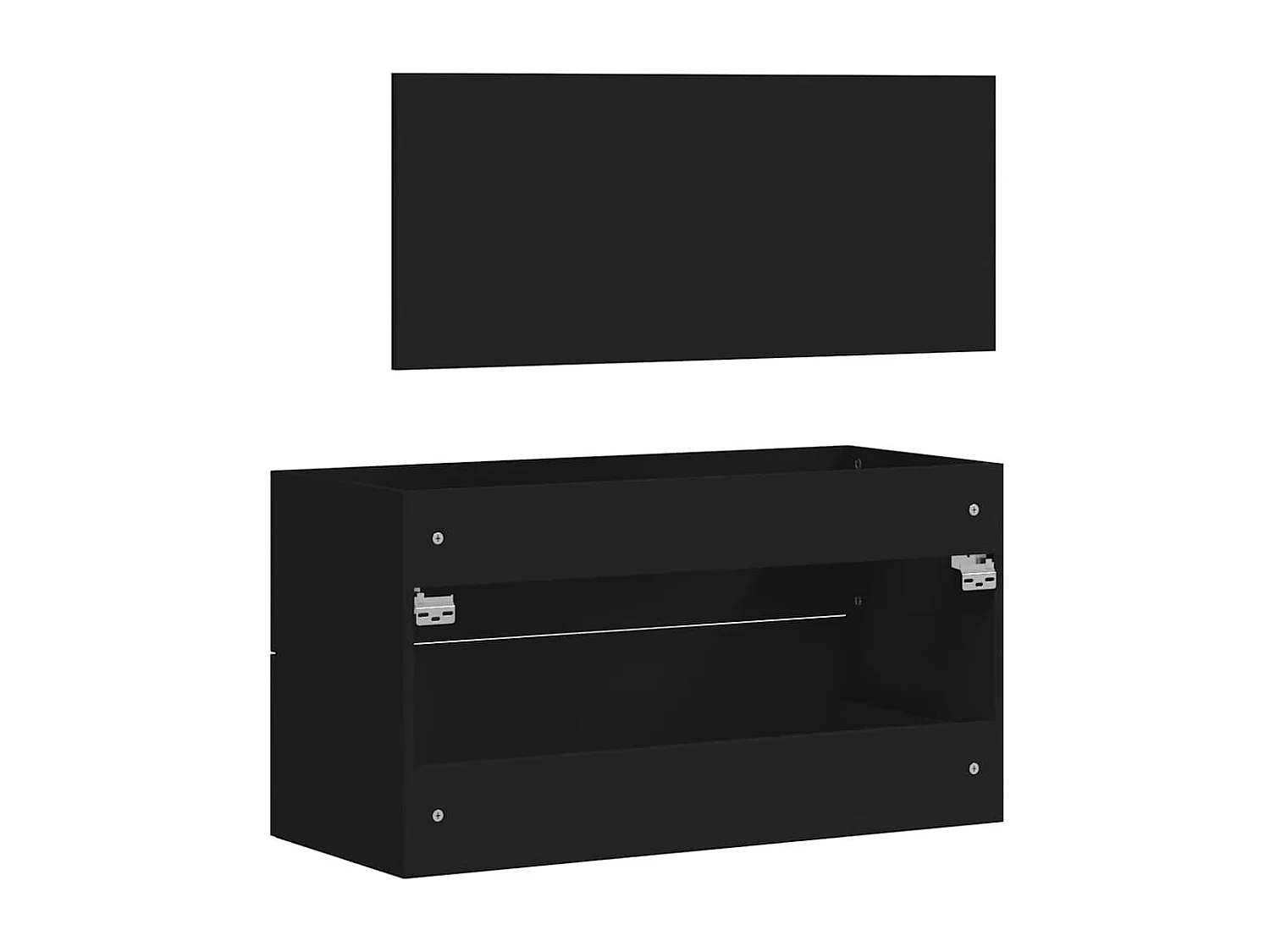 Mueble de baño con espejo de madera de ingeniería negra