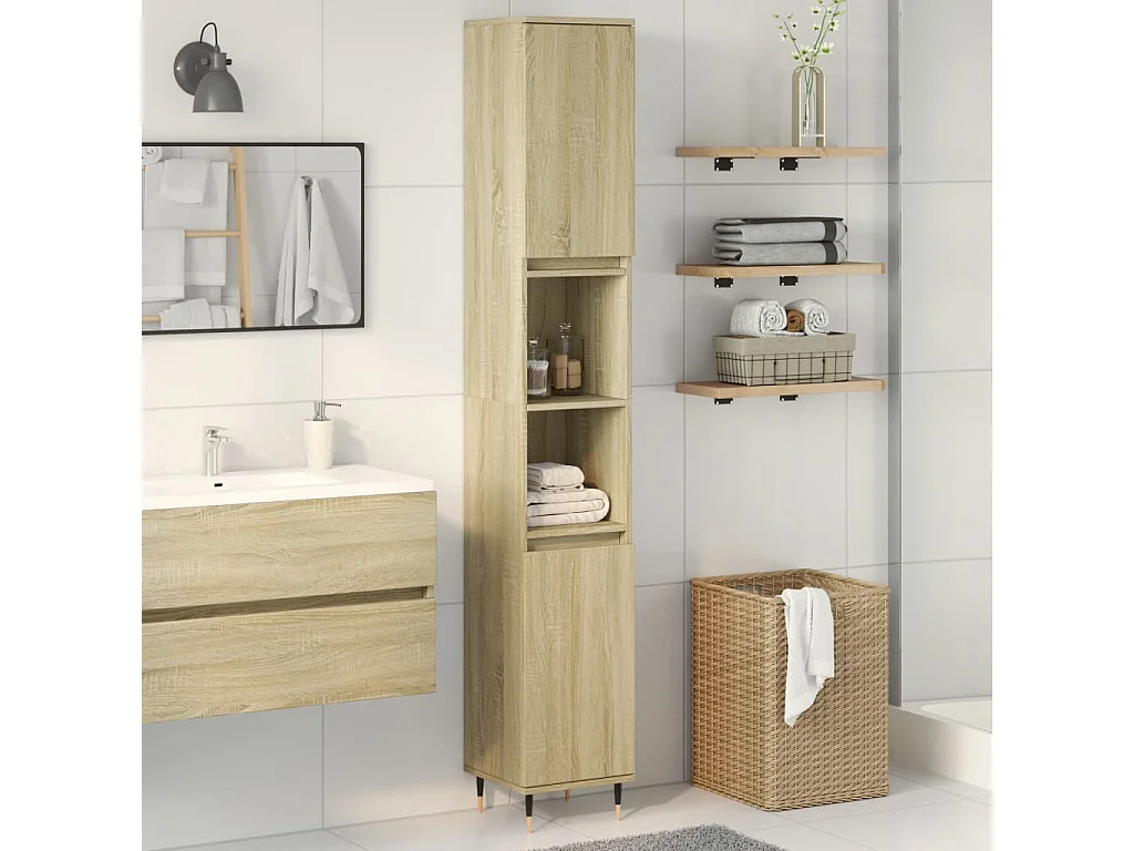 Mueble de baño de roble Sonoma 30x30x190 cm