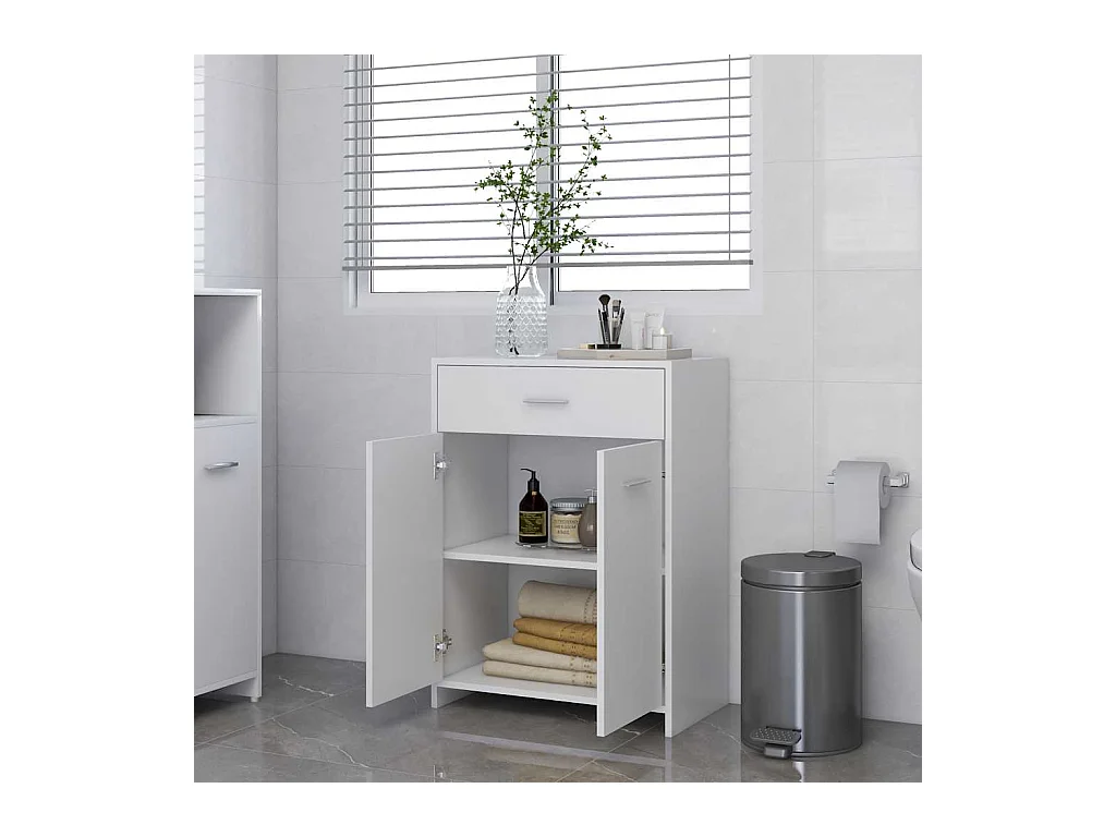 Witte badkamerkast 60x33x80 cm van bewerkt hout