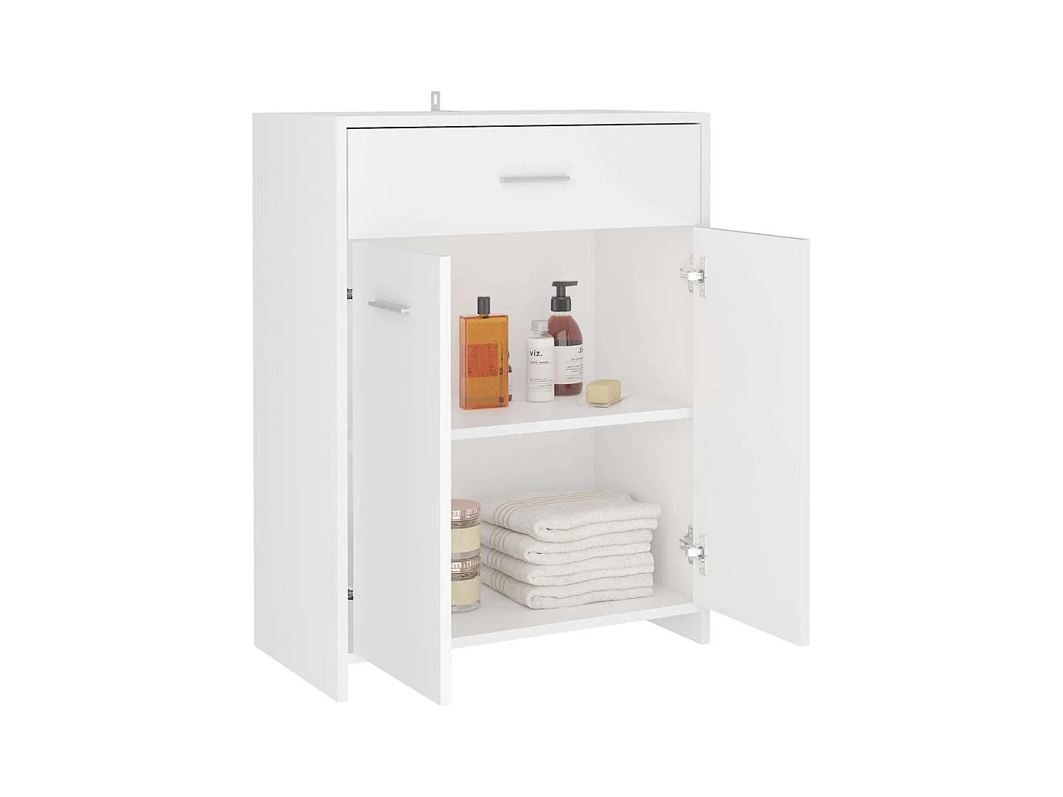 Witte badkamerkast 60x33x80 cm van bewerkt hout