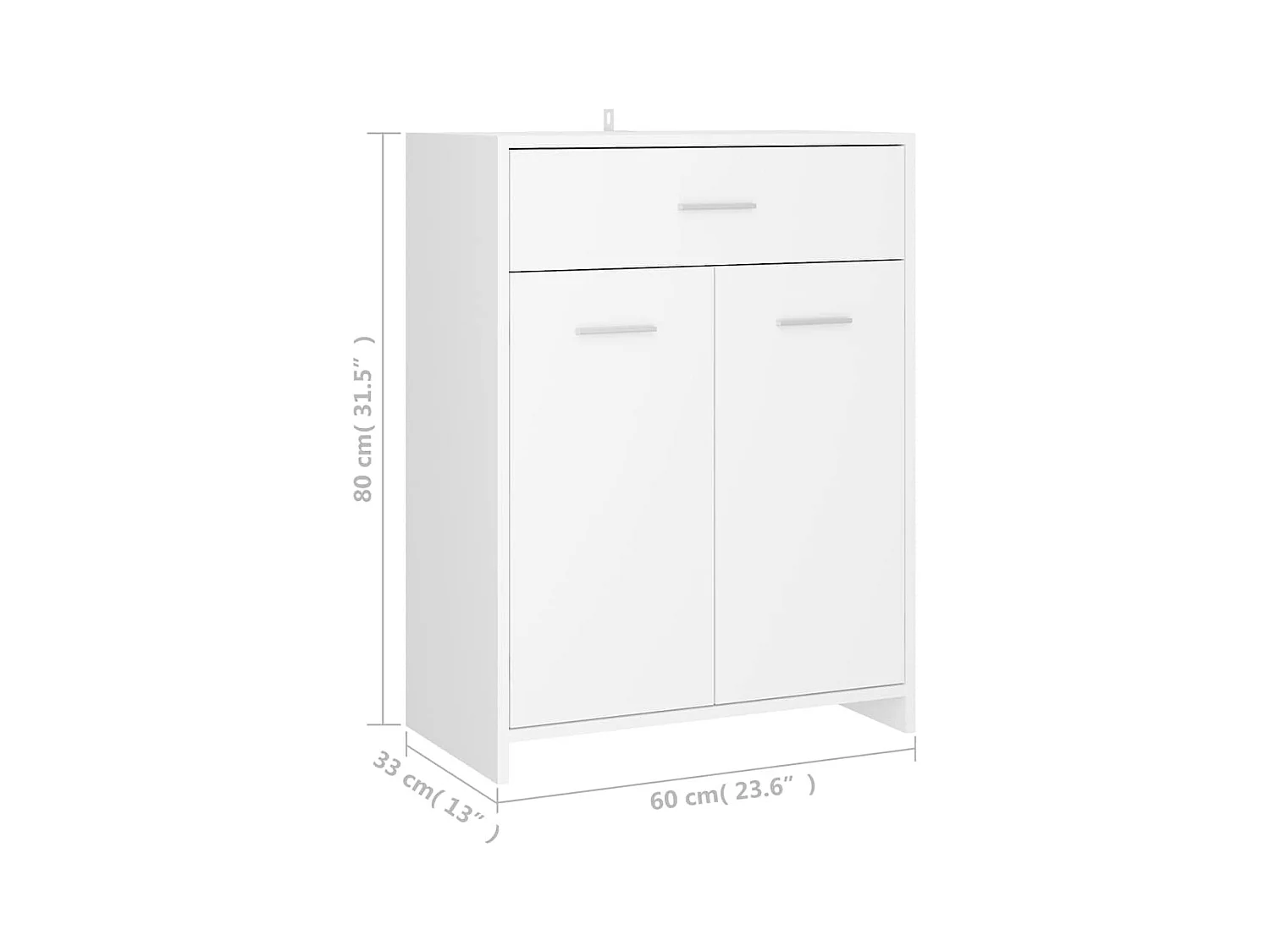 Witte badkamerkast 60x33x80 cm van bewerkt hout