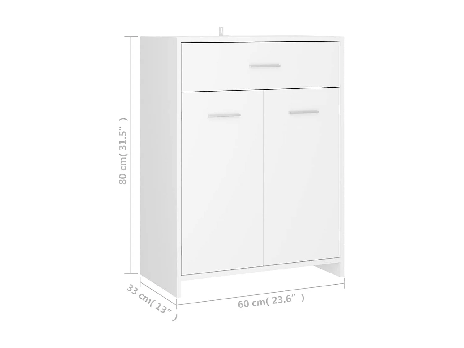 Witte badkamerkast 60x33x80 cm van bewerkt hout