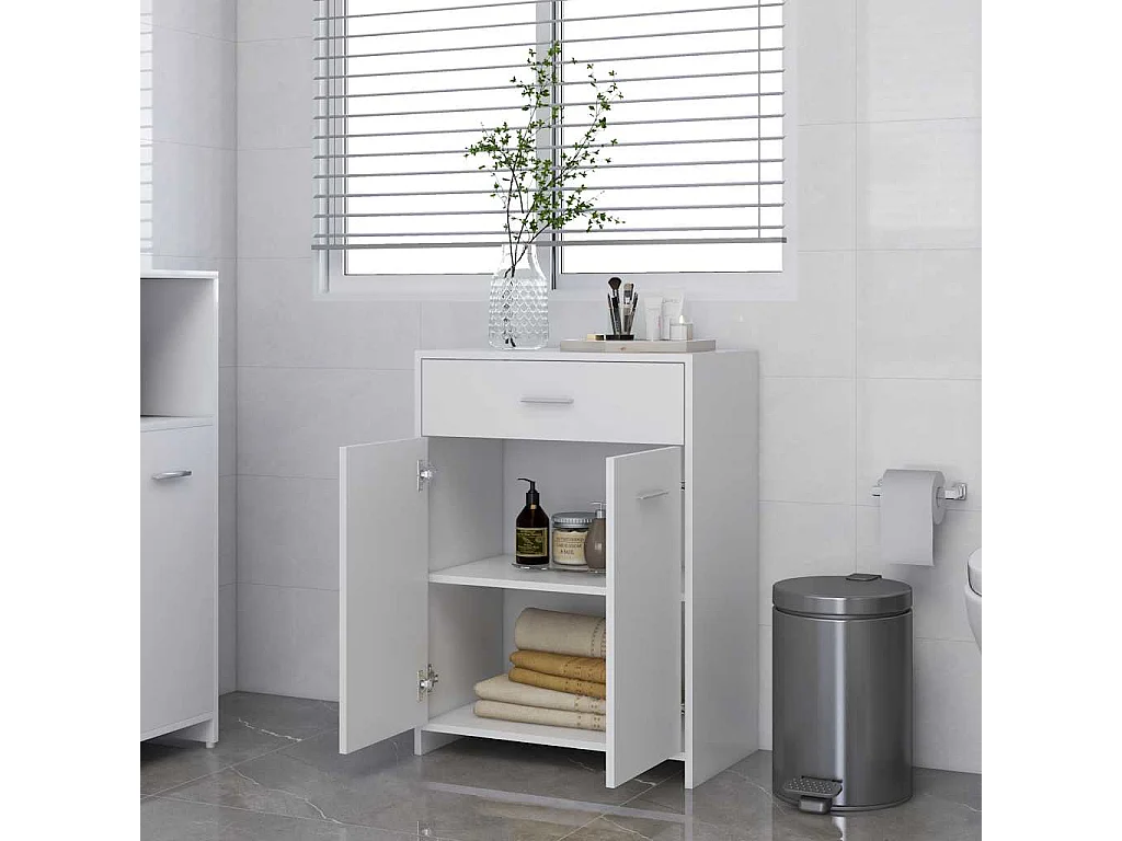 Mobile bagno bianco 60x33x80 cm in legno ingegnerizzato