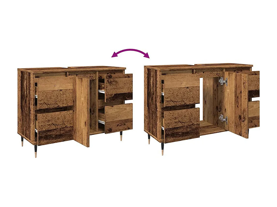 Armoire de salle de bain vieux bois 80x33x60 cm bois ingénierie