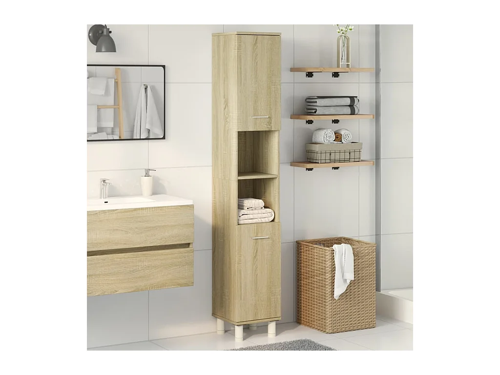 Mobile bagno in rovere Sonoma 30,5x30x179 cm