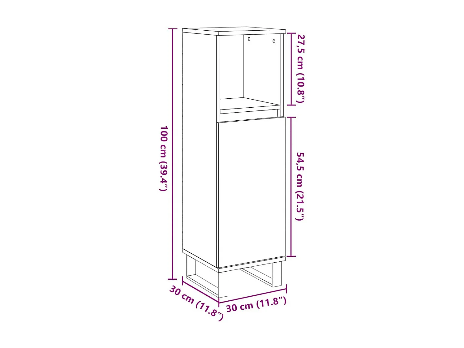 Mobile bagno grigio cemento 30x30x100 cm