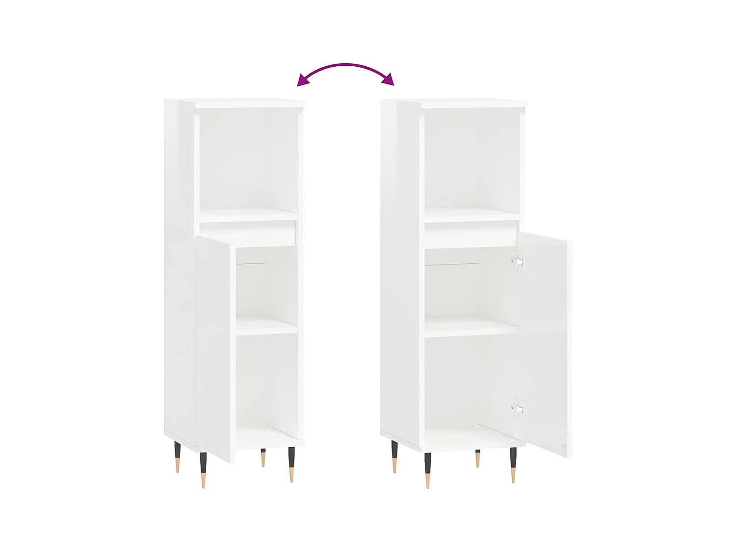 Badkamermeubel in glanzend wit 30x30x100 cm