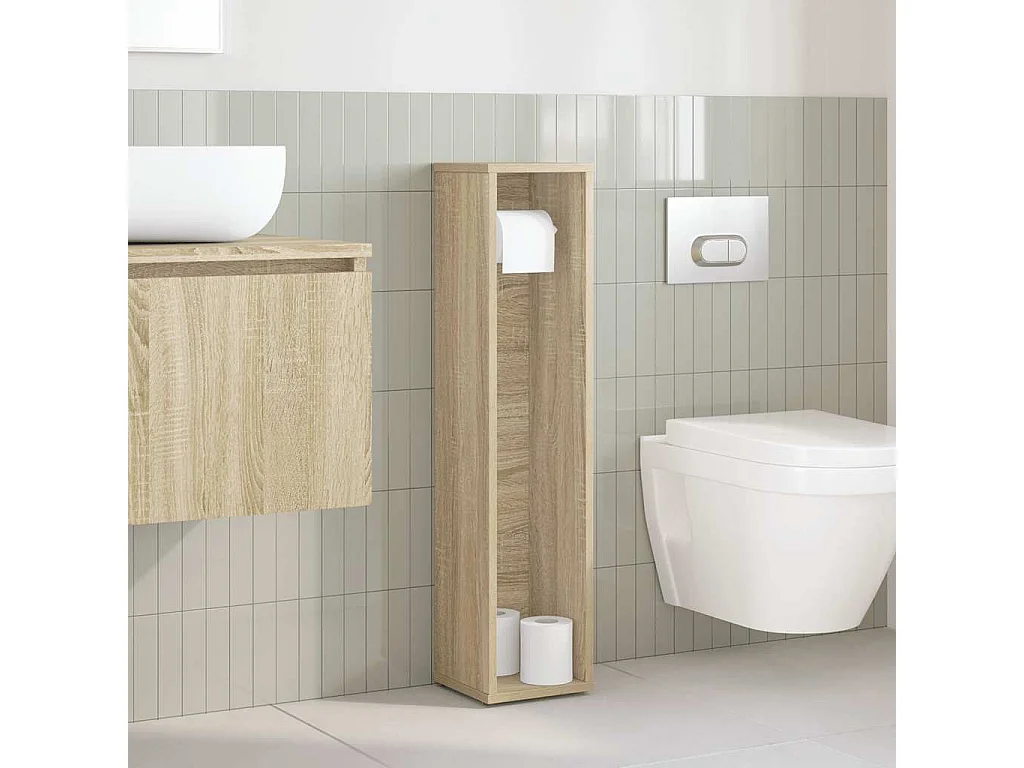 Meuble de salle de bain avec porte-rouleau chêne sonoma