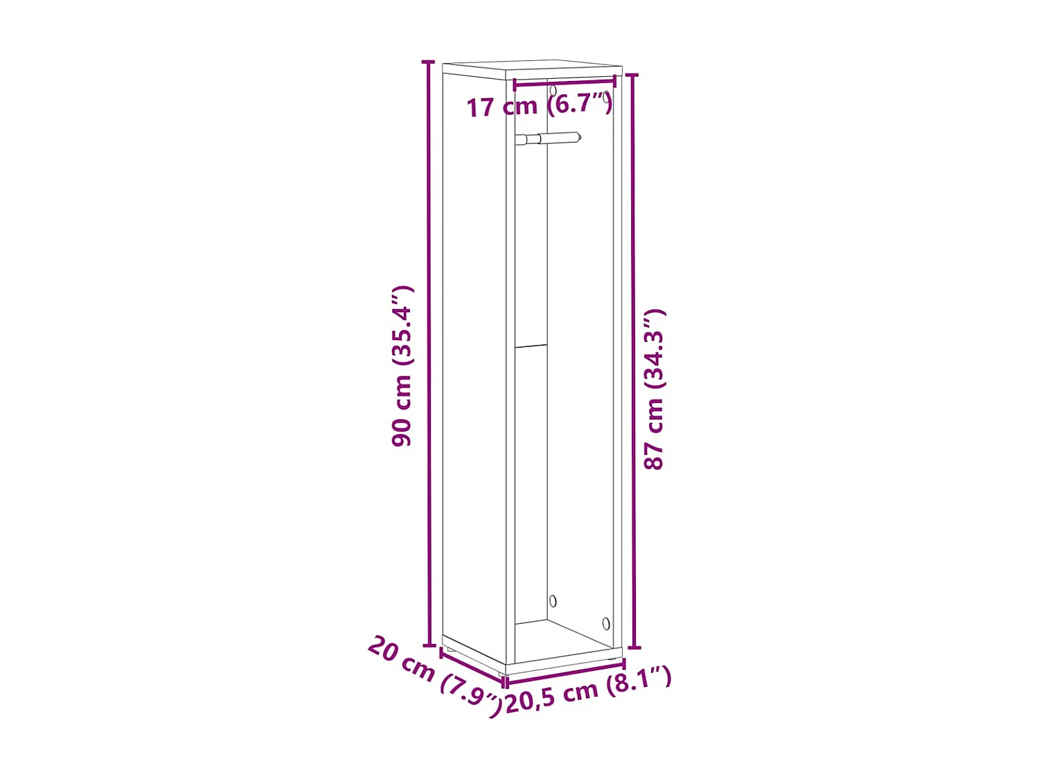 Meuble de salle de bain avec porte-rouleau chêne sonoma