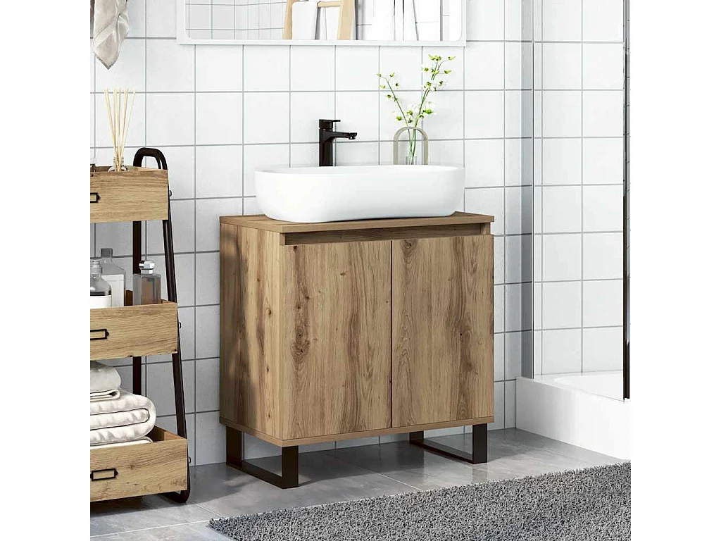 Armoire de salle de bain chêne artisanal 58x33x60 cm