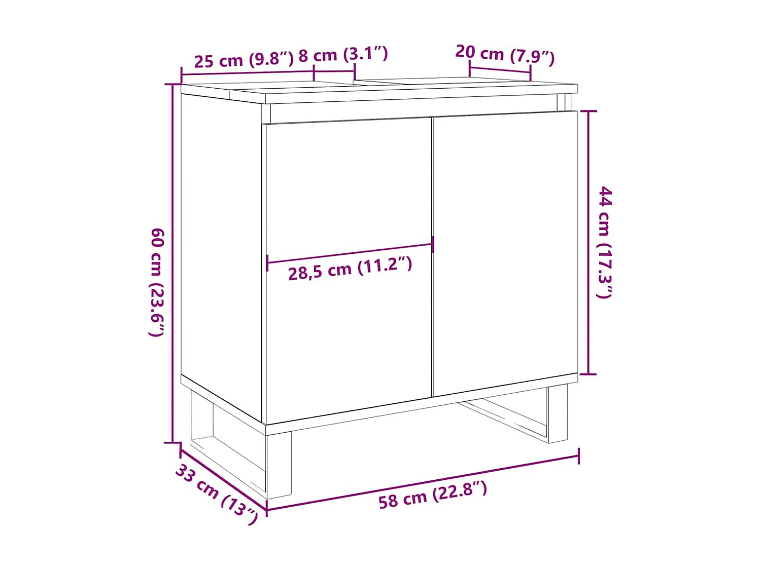 Armoire de salle de bain chêne artisanal 58x33x60 cm