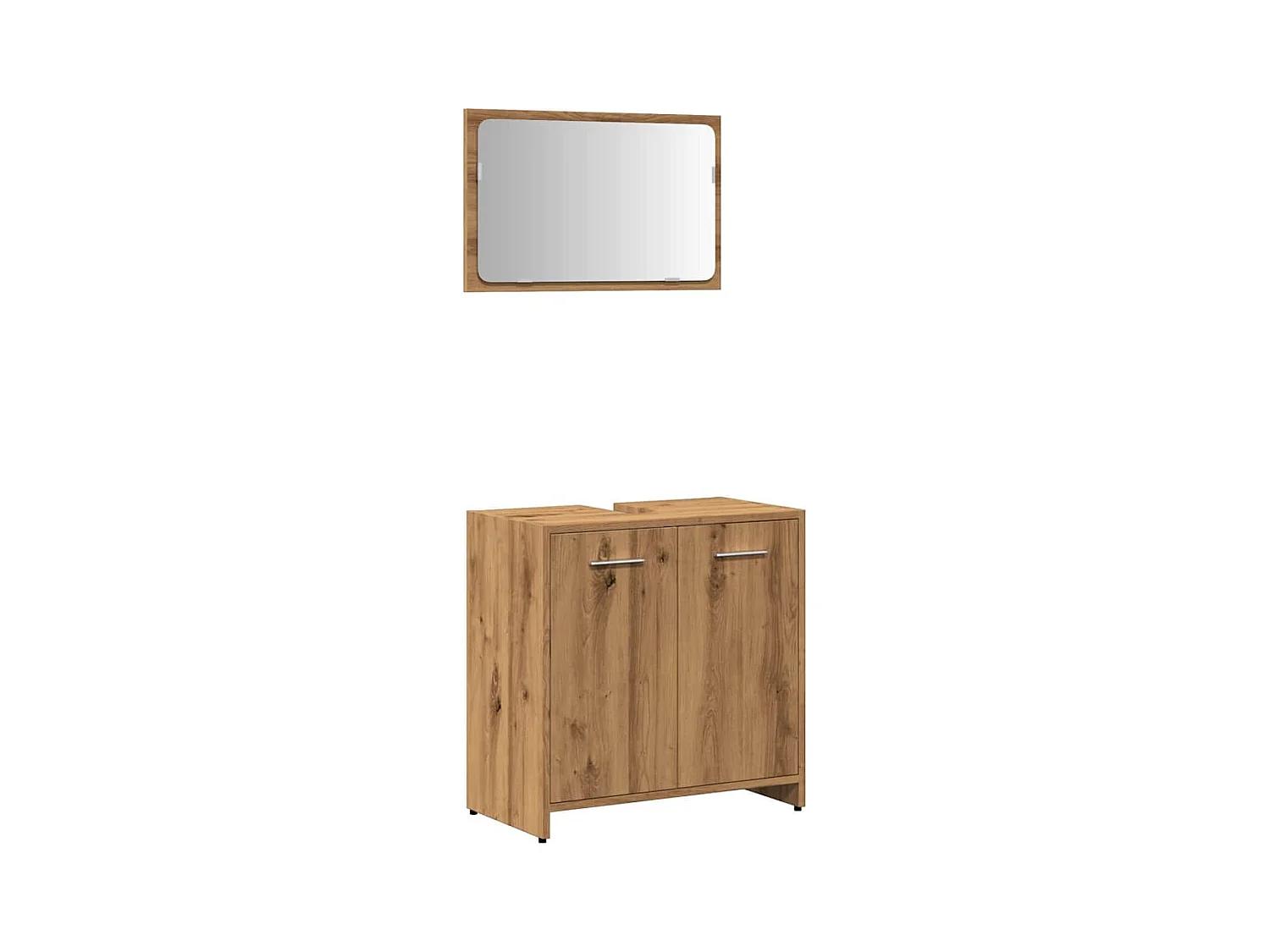 Armoire de salle de bain avec miroir chêne artisanal