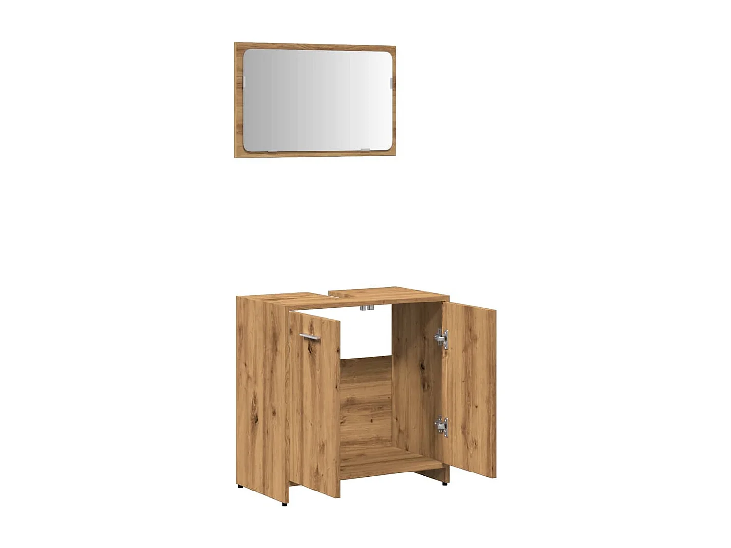 Armoire de salle de bain avec miroir chêne artisanal