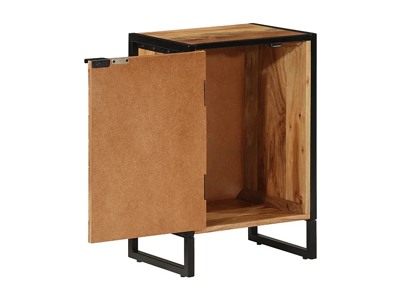 Mueble de baño fabricado en madera maciza de acacia y hierro.