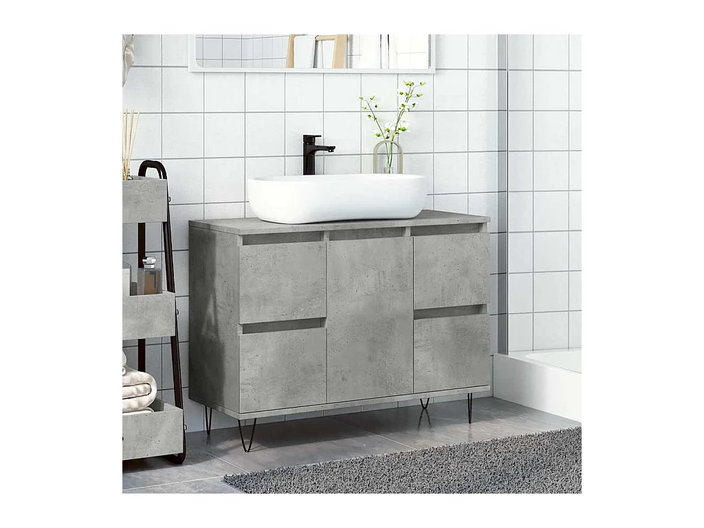 Betongrijs badkamermeubel 80x33x60cm bewerkt hout