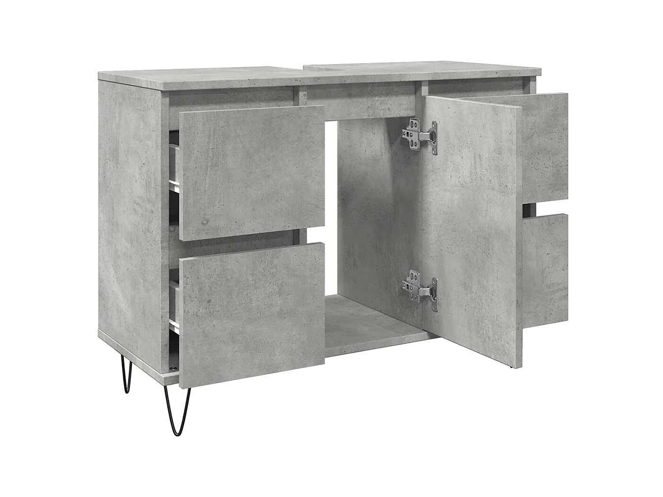 Betongrijs badkamermeubel 80x33x60cm bewerkt hout