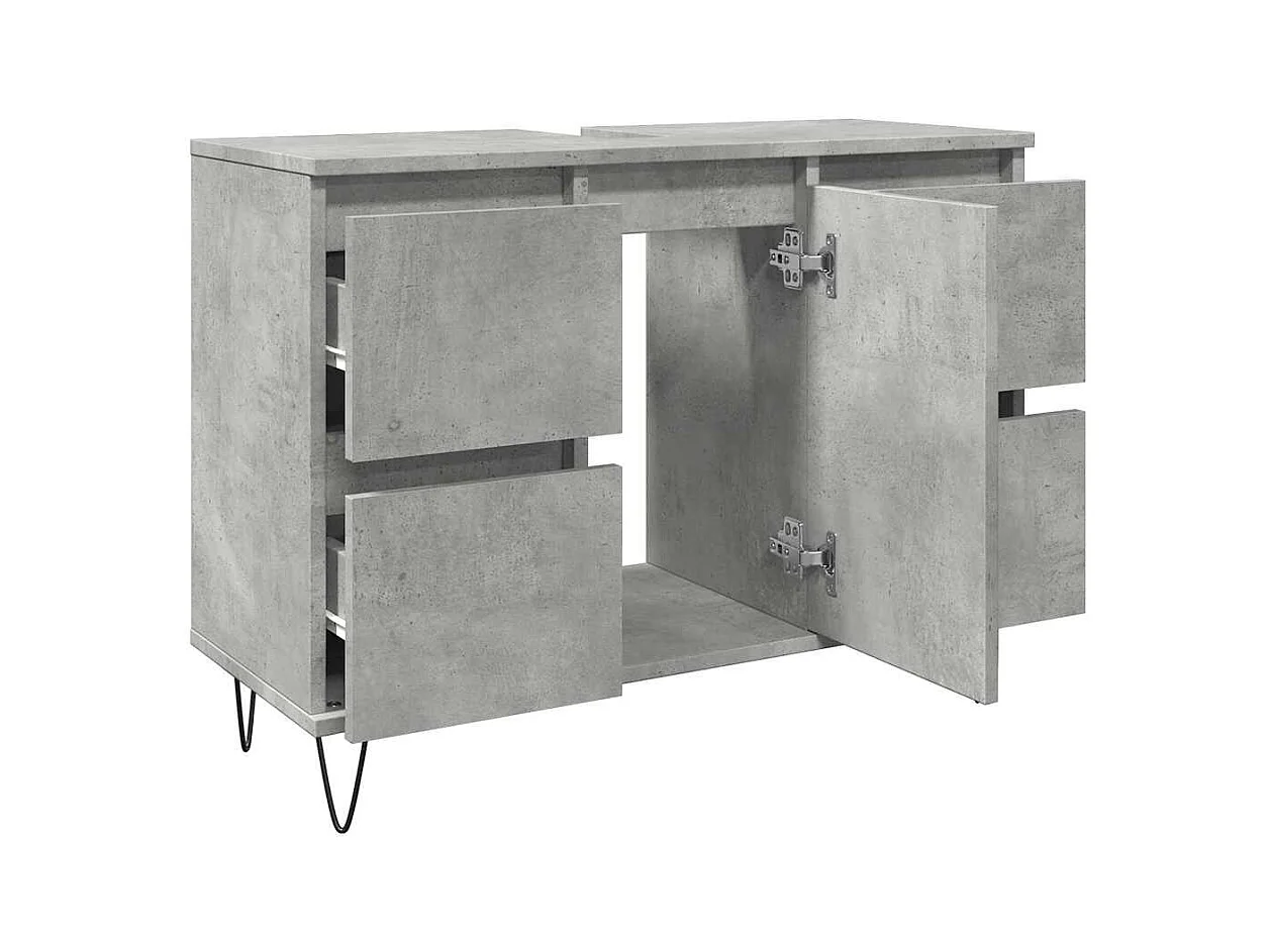 Betongrijs badkamermeubel 80x33x60cm bewerkt hout