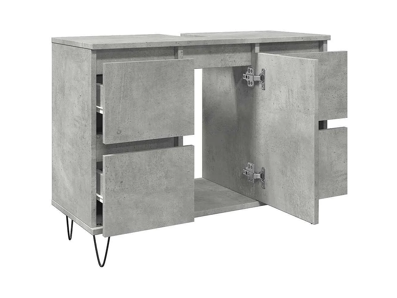 Armoire salle de bain gris béton 80x33x60cm bois d'ingénierie