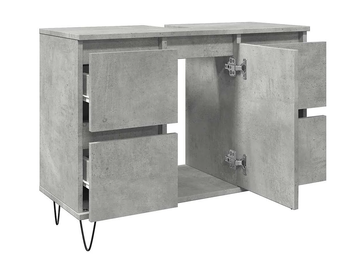 Armoire salle de bain gris béton 80x33x60cm bois d'ingénierie