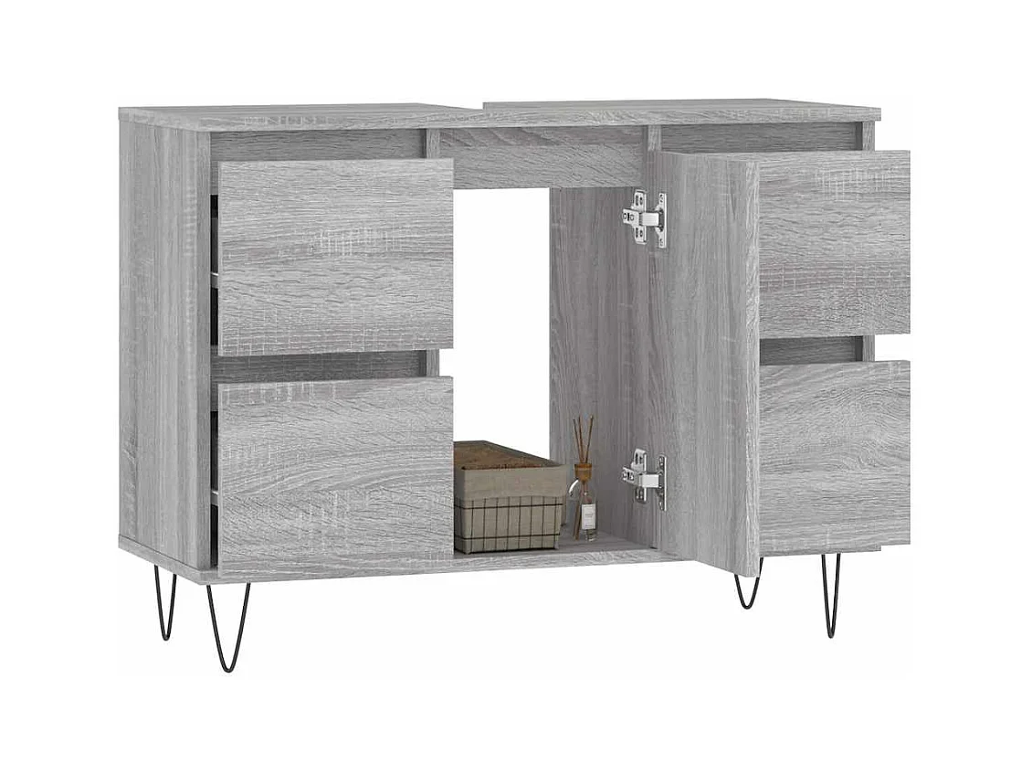 Mueble de baño Sonoma gris 80x33x60 cm madera de ingeniería