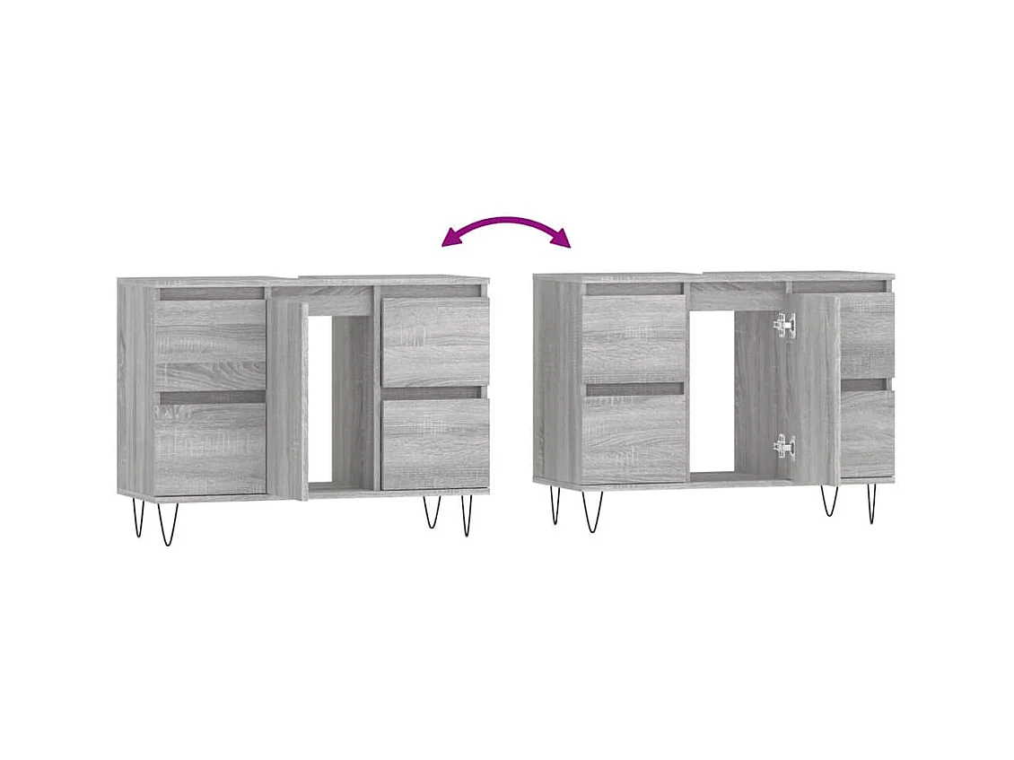 Mueble de baño Sonoma gris 80x33x60 cm madera de ingeniería