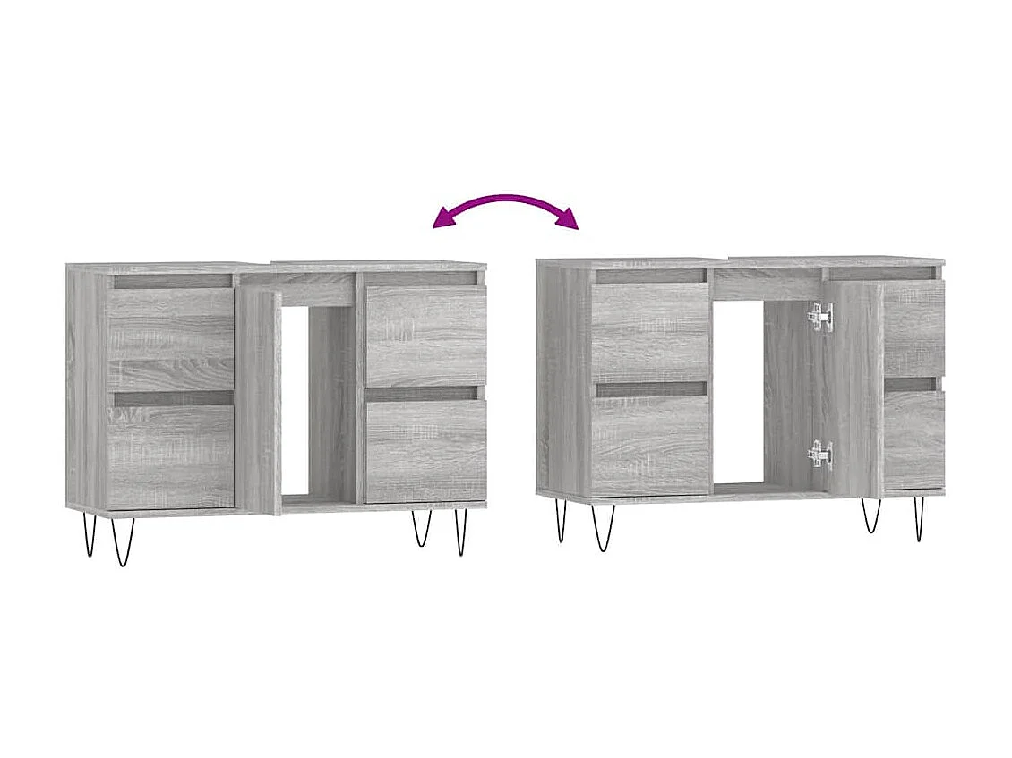 Mueble de baño Sonoma gris 80x33x60 cm madera de ingeniería