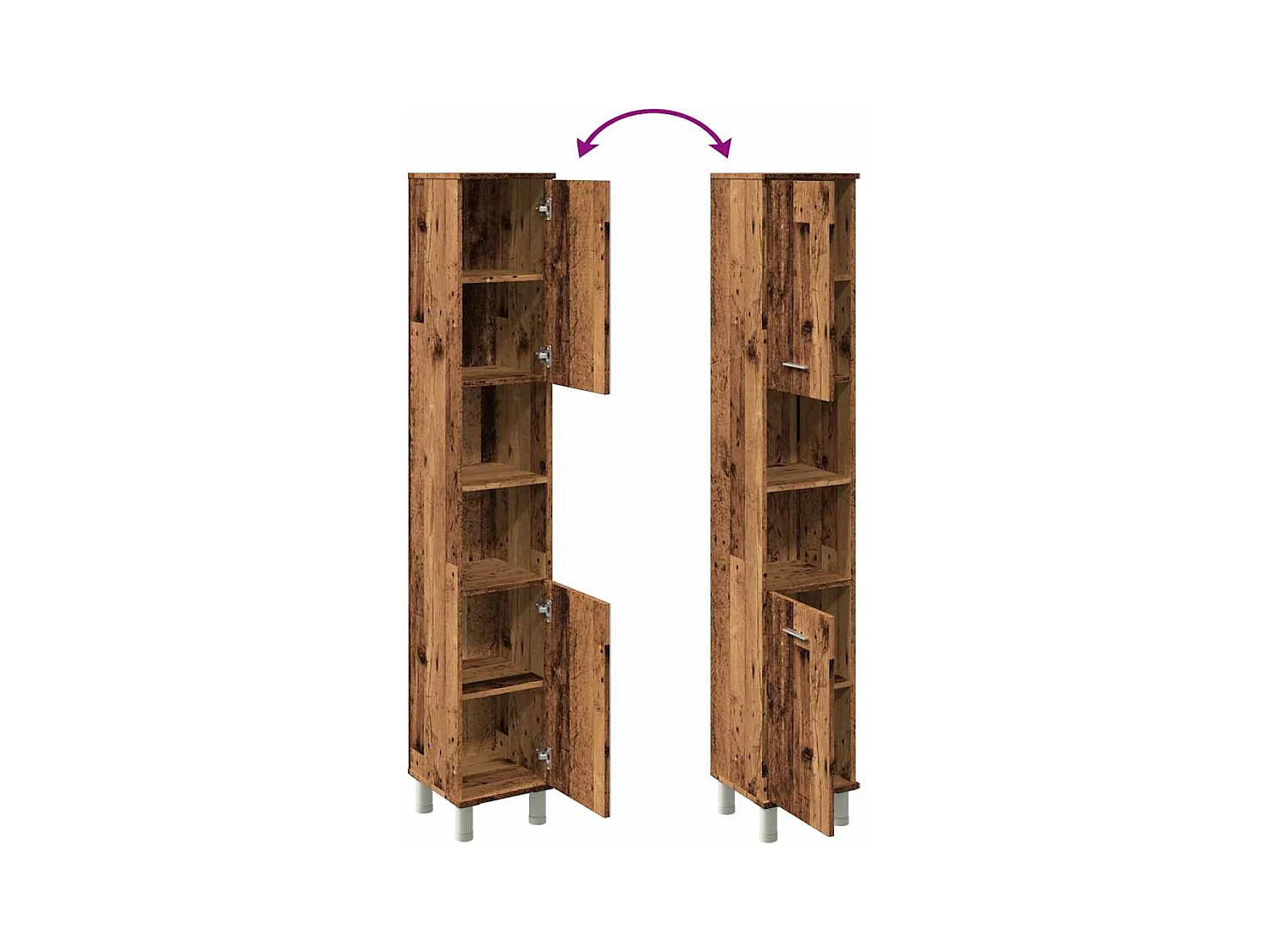 Armoire de salle de bain vieux bois 30x30x179cm bois ingénierie