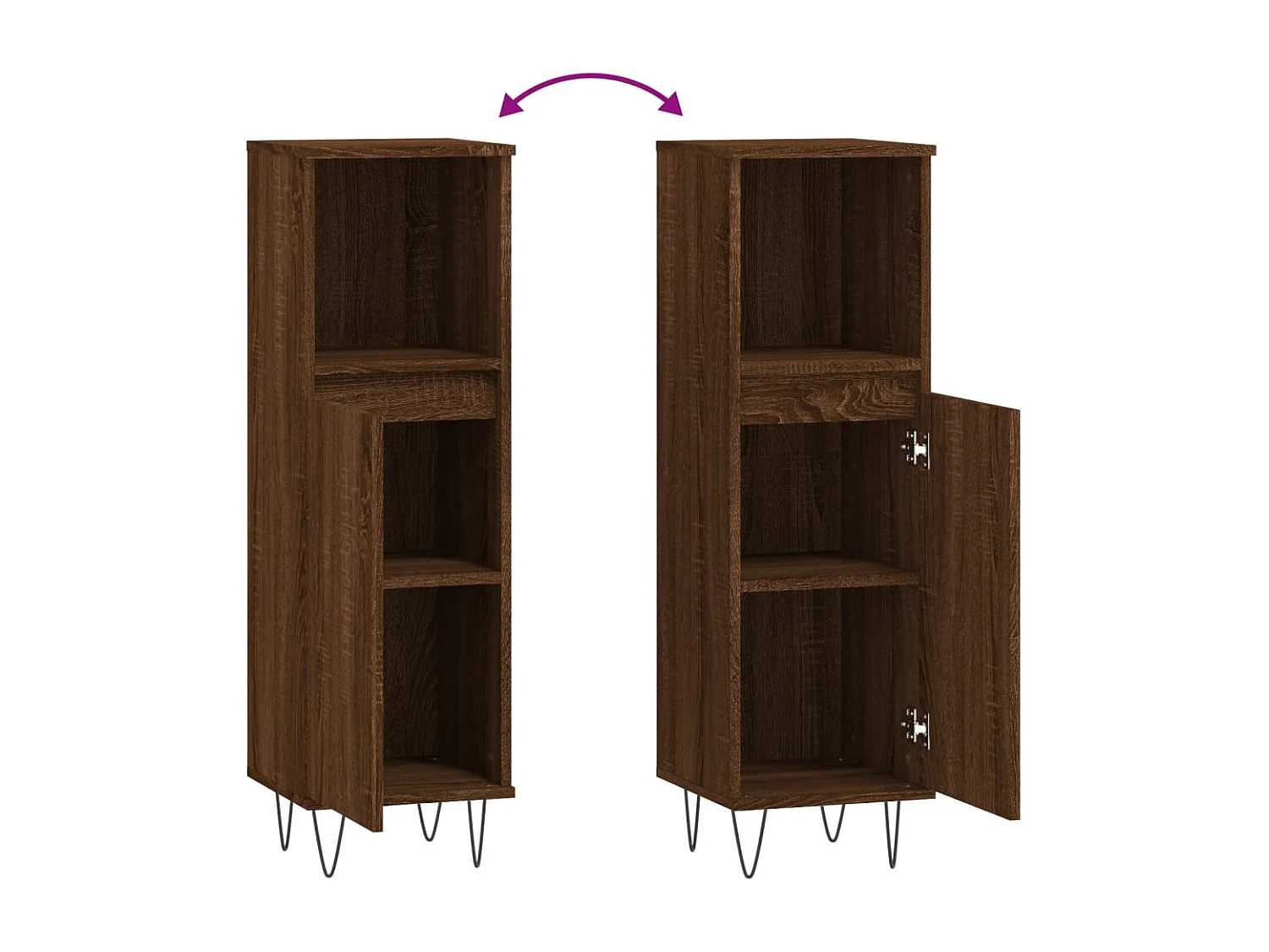 Badkamerkast bruin eiken 30x30x100 cm bewerkt hout