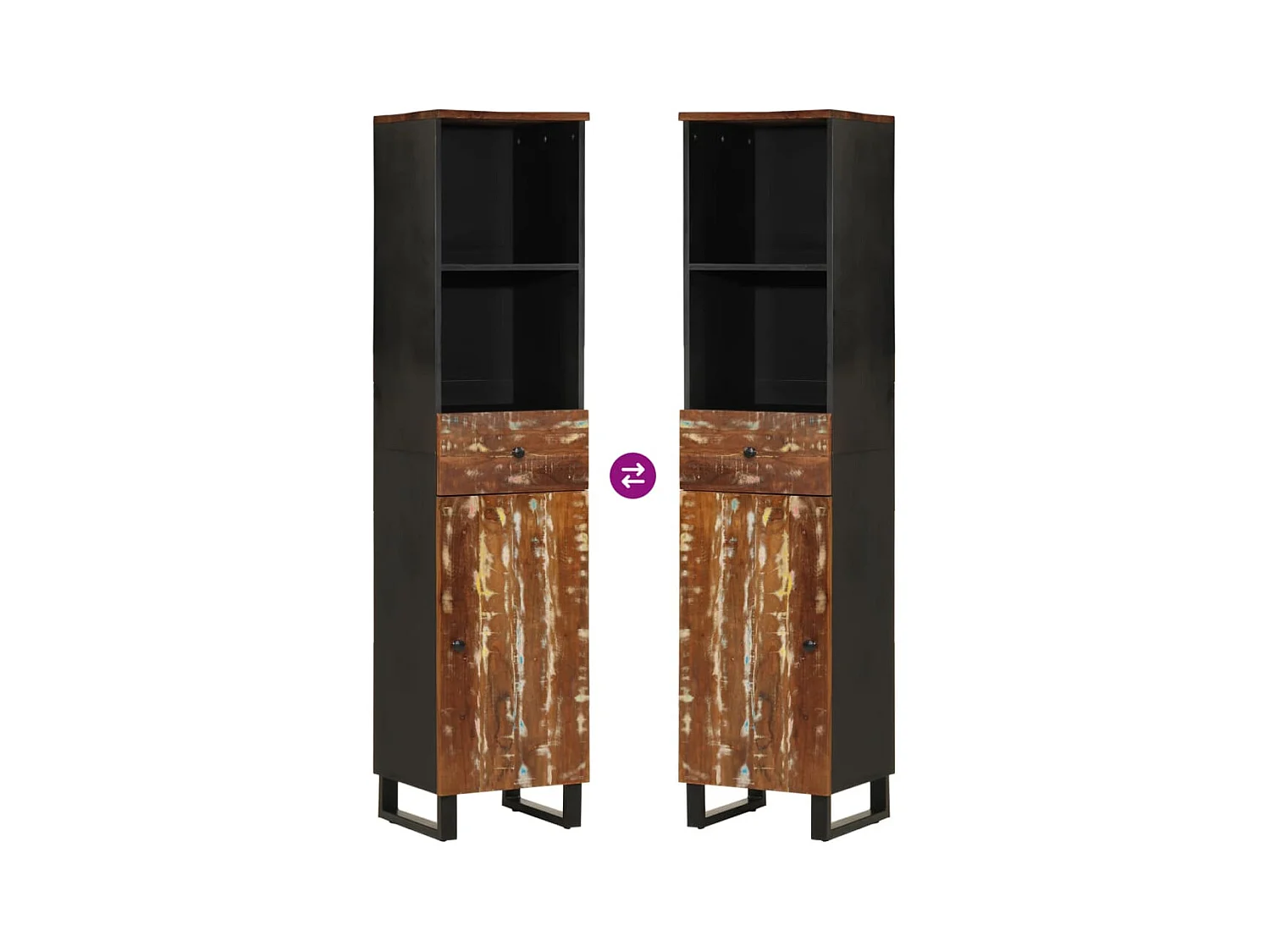 Badkamerkast 38x33x160 cm massief gerecycled hout