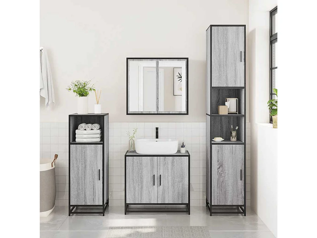 Armoire de salle de bain sonoma gris 35x37,5x100 cm