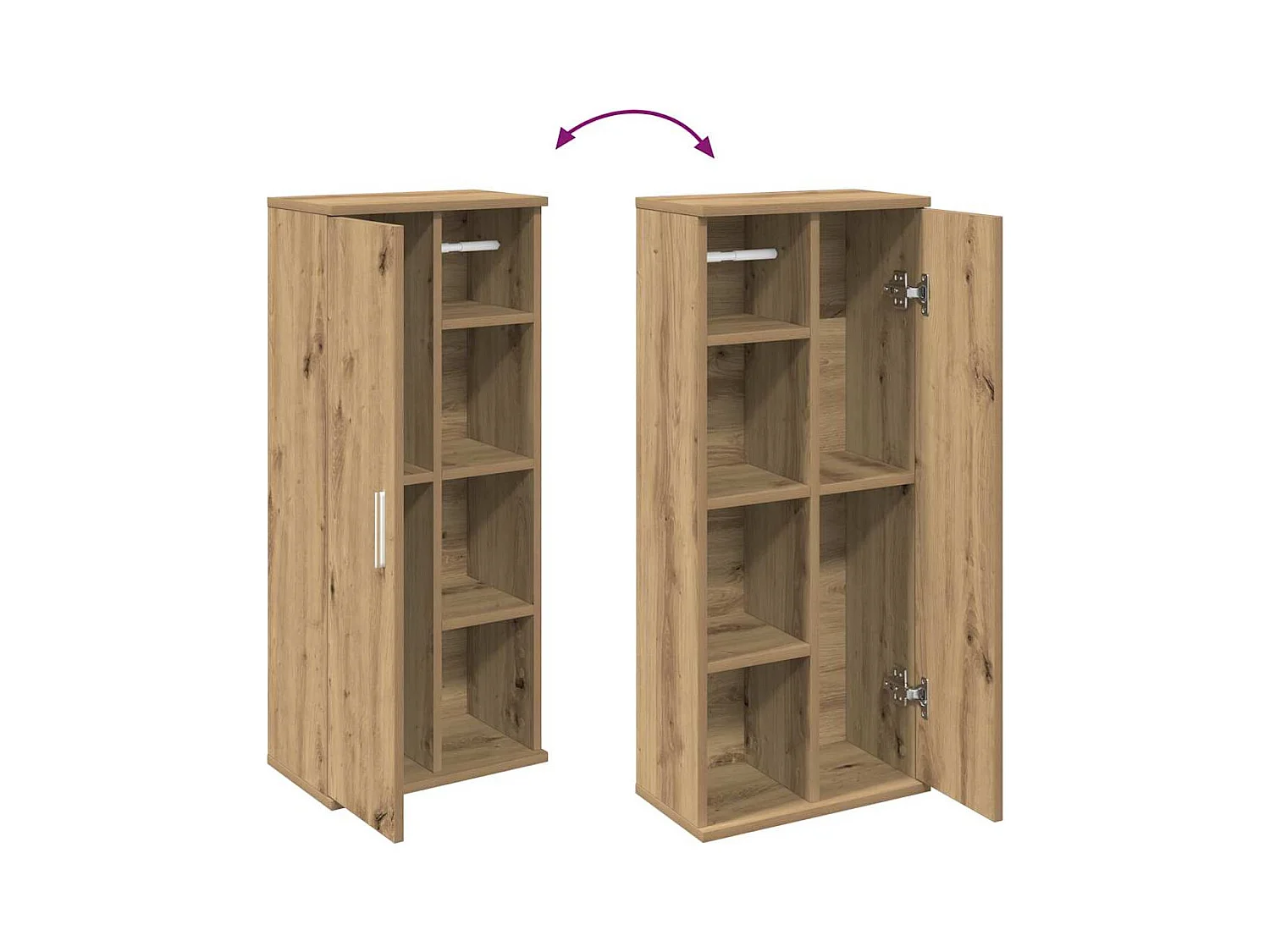 Meuble de salle de bain avec porte-rouleau chêne artisanal