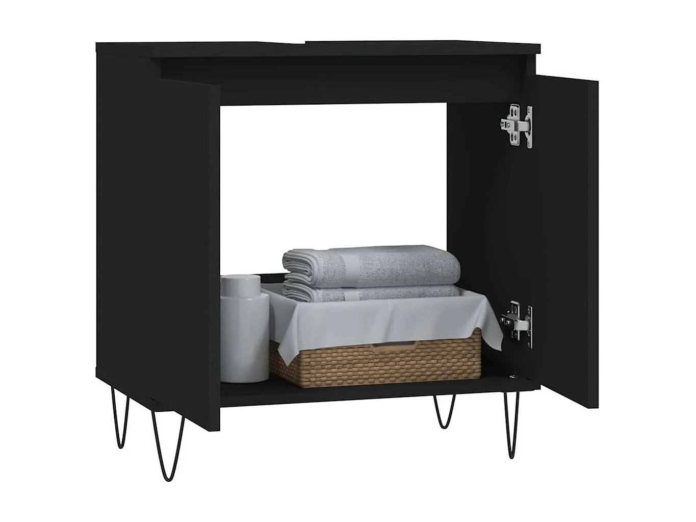 Mueble de baño negro 58x33x60 cm madera contrachapada