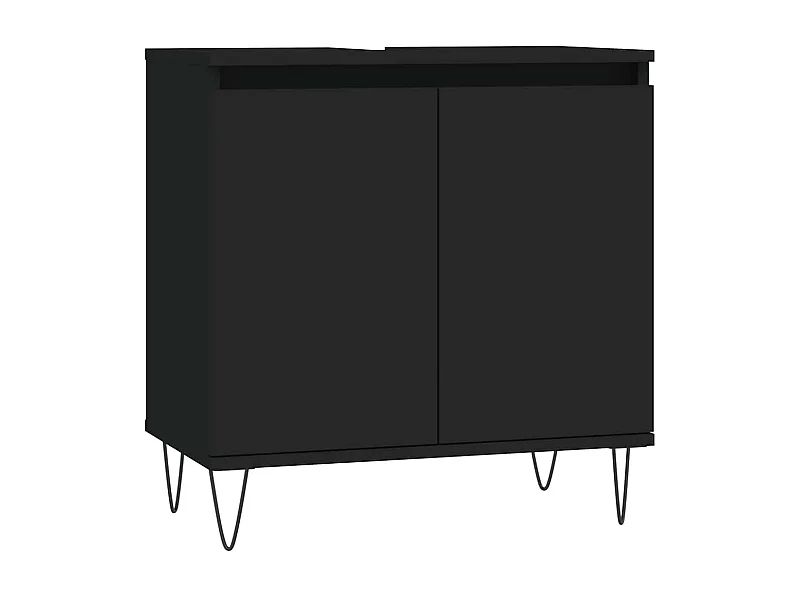 Mueble de baño negro 58x33x60 cm madera contrachapada
