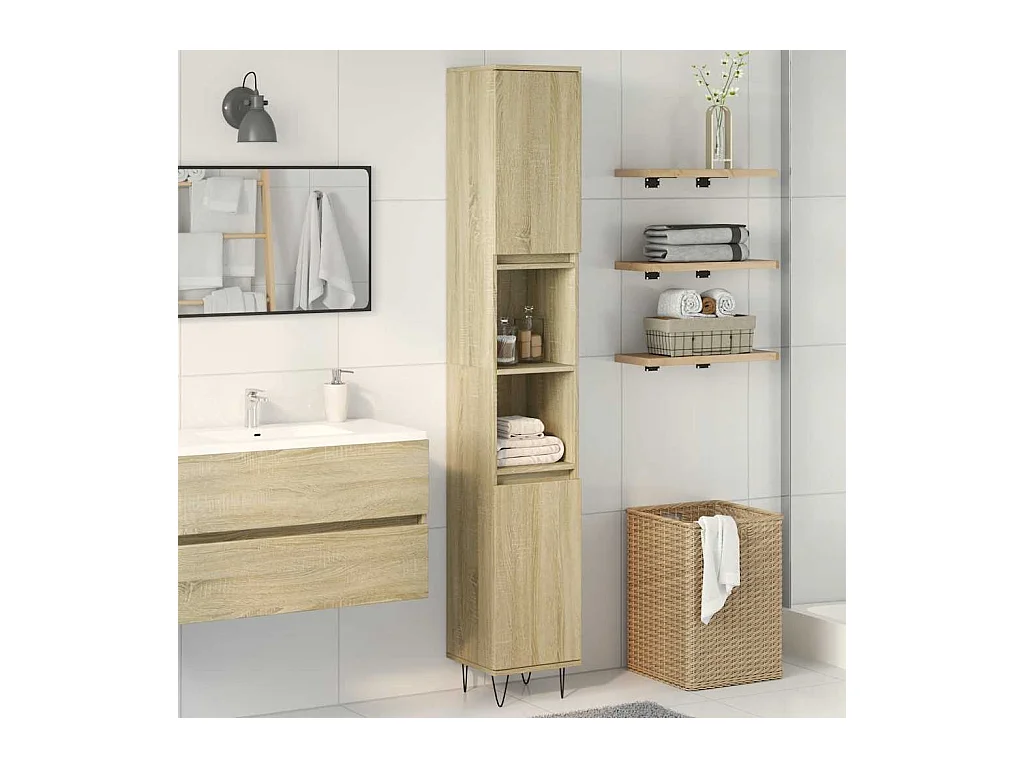 Sonoma eiken badkamerkast 30x30x190 cm