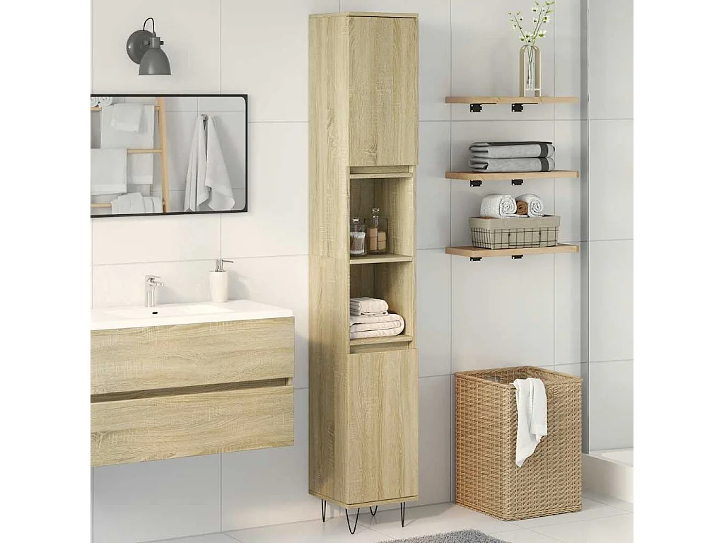 Mueble de baño de roble Sonoma 30x30x190 cm
