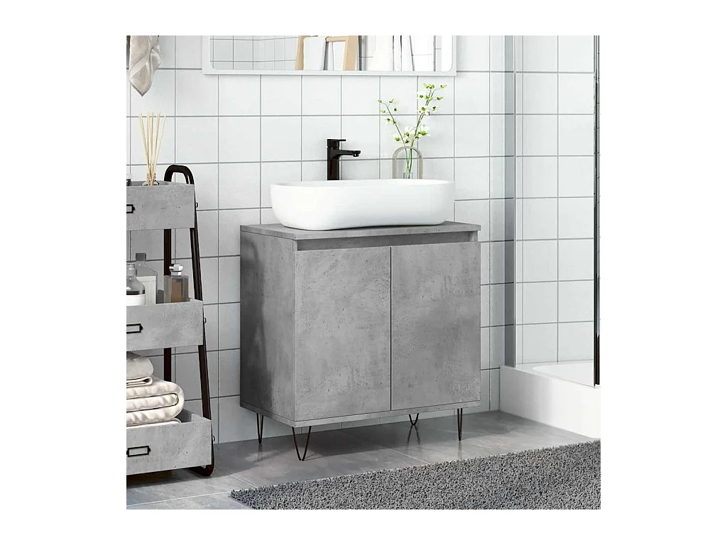 Betongrijs badkamermeubel 58x33x60 cm bewerkt hout