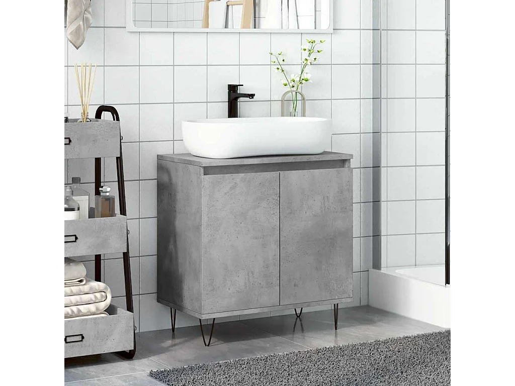 Armoire de bain gris béton 58x33x60 cm bois d'ingénierie